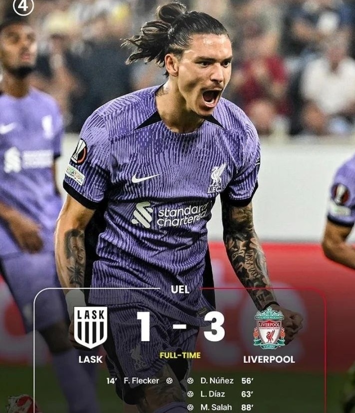 Hasil Sempurna : Liverpool Comeback Usai Tandang Ke Markas LASK dalam Liga Eropa 2023/2024 (Skor 3-1)