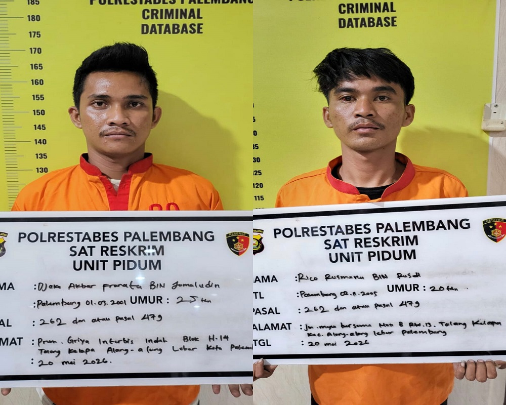 Polisi Ringkus Dua Pelaku Begal Sadis di 7 Ulu Palembang