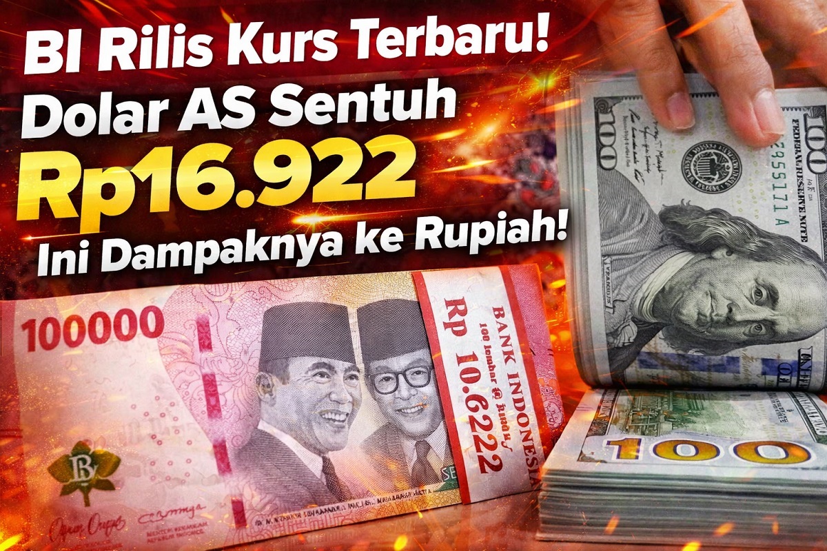 BI Rilis Kurs Terbaru! Dolar AS Sentuh Rp16.922, Ini Dampaknya ke Rupiah!