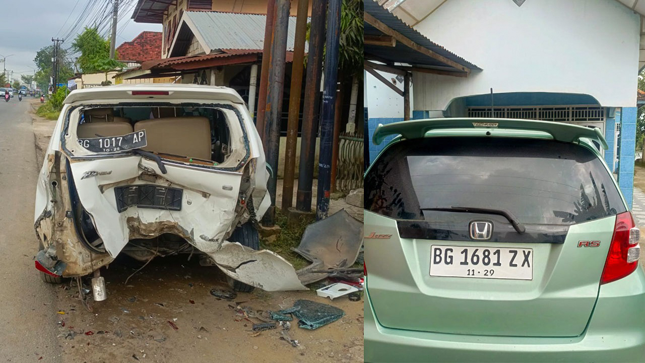 Kurang Jaga Jarak, Honda Jazz Hantam Avanza di Kertapati dan 2 Orang Terluka