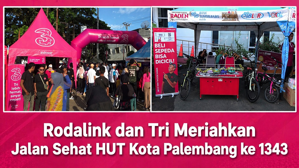 Rodalink dan Tri Meriahkan Jalan Sehat Sesi II HUT Kota Palembang ke - 1343
