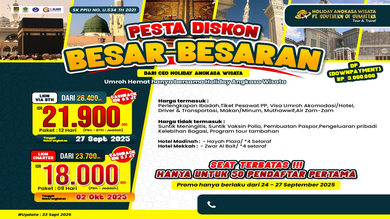 Holiday Angkasa Wisata Gelar Pesta Diskon Umroh Besar-Besaran, Harga Hingga Puluhan Juta