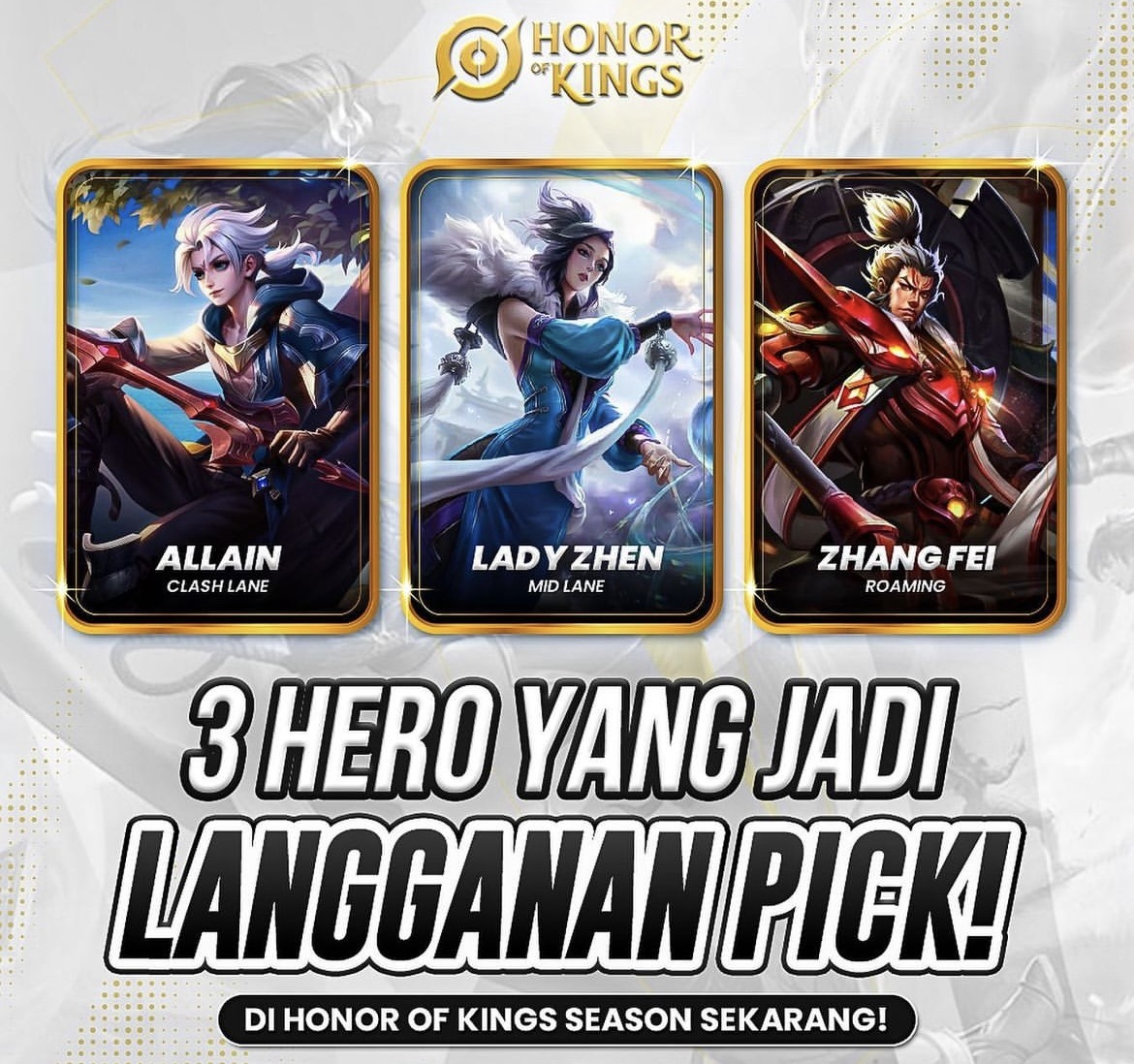 Tiga Hero Pilihan Utama di Honor of Kings Musim Ini: Allain, Lady Zhen, dan Zhang Fei