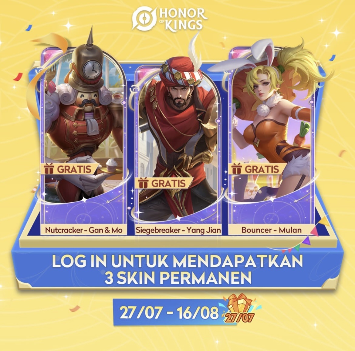 Nikmati Event Login Terbaru di Honor of Kings: Dapatkan 3 Skin Permanen Gratis!