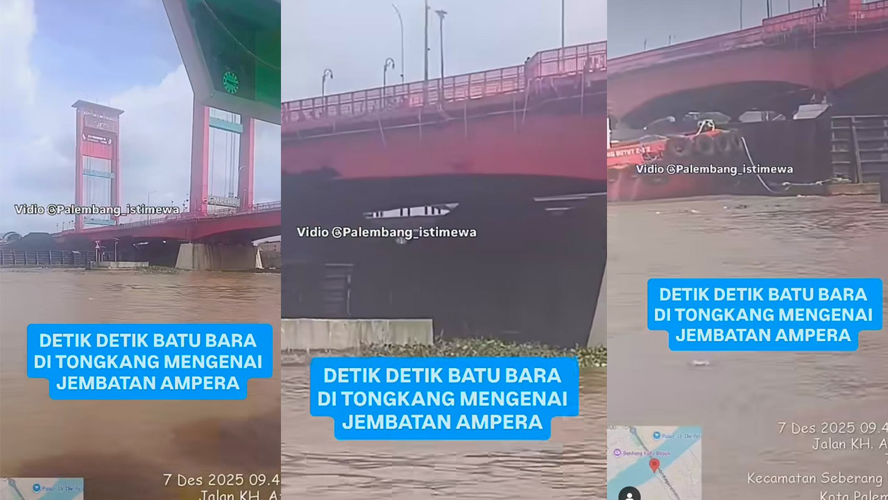Tongkang Batubara Tabrak Bawah Jembatan Ampera, Pemprov Sumsel Belum Dapat Ambil Kebijakan