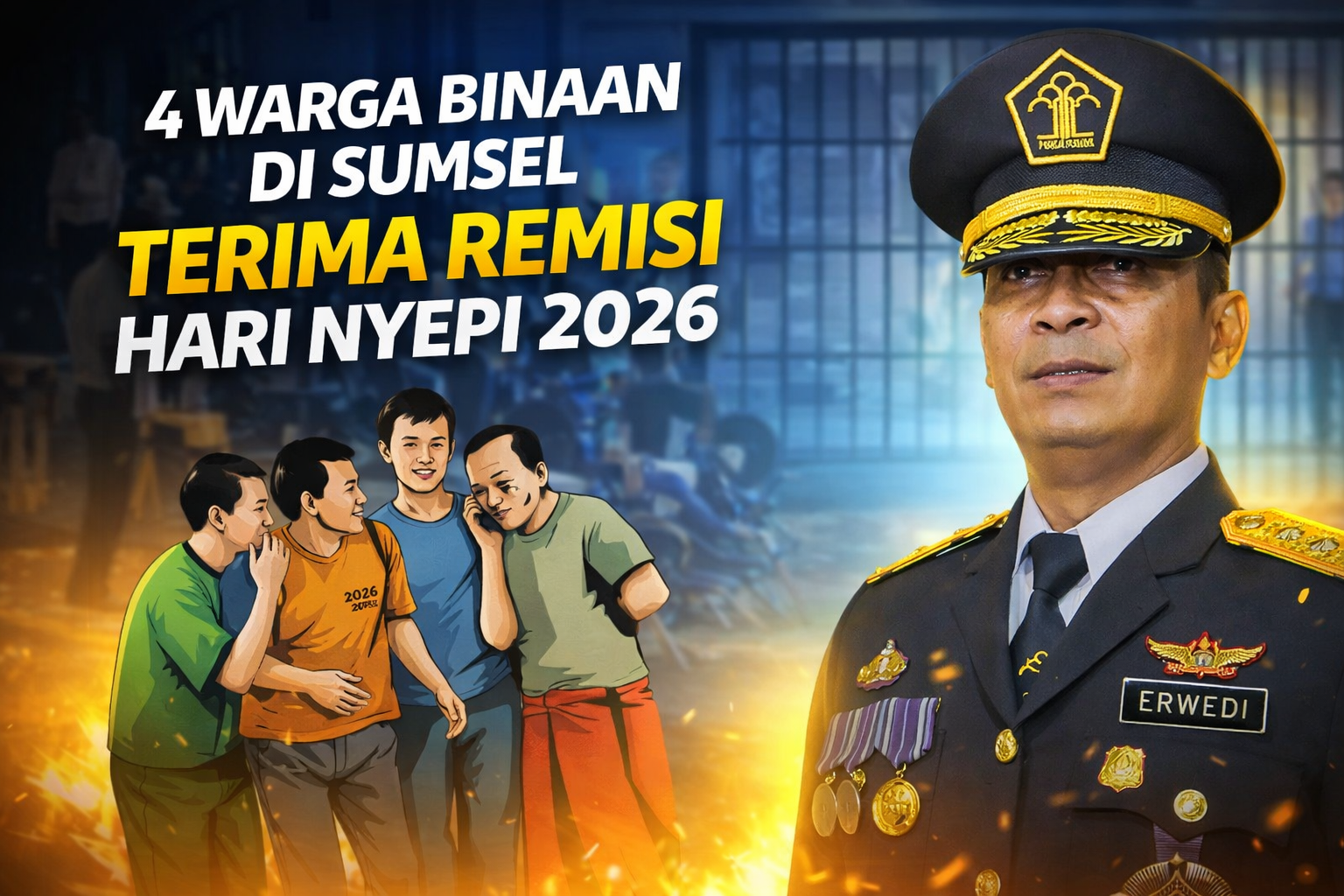 4 Warga Binaan di Sumsel Terima Remisi Hari Nyepi 2026