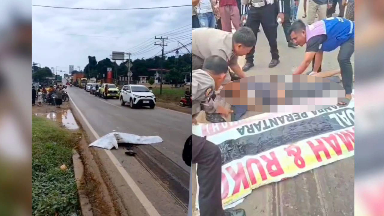 Tak Kuat Menanjak, Truk Fuso Lindas Pengendara Sepeda Motor di Banyuasin