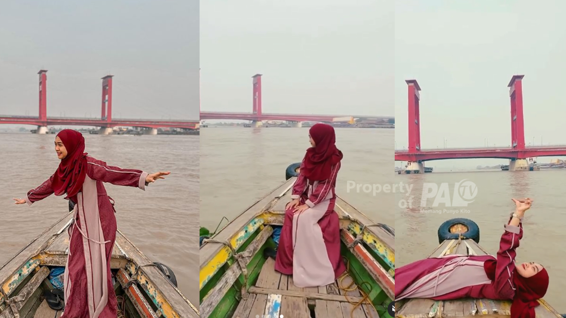 Youtuber Ria Ricis Balik Kampung ke Palembang, Nikmati Sungai Musi Dari Perahu Ketek