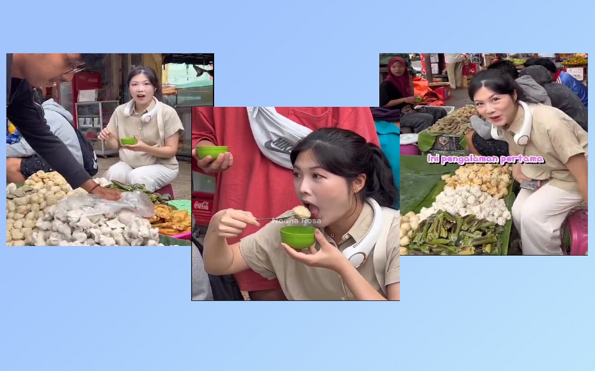Begini Reaksi  Konten Kreator Kuliner Korea, Menikmati Pempek Harga Seribuan di Pasar 16 Ilir  Palembang