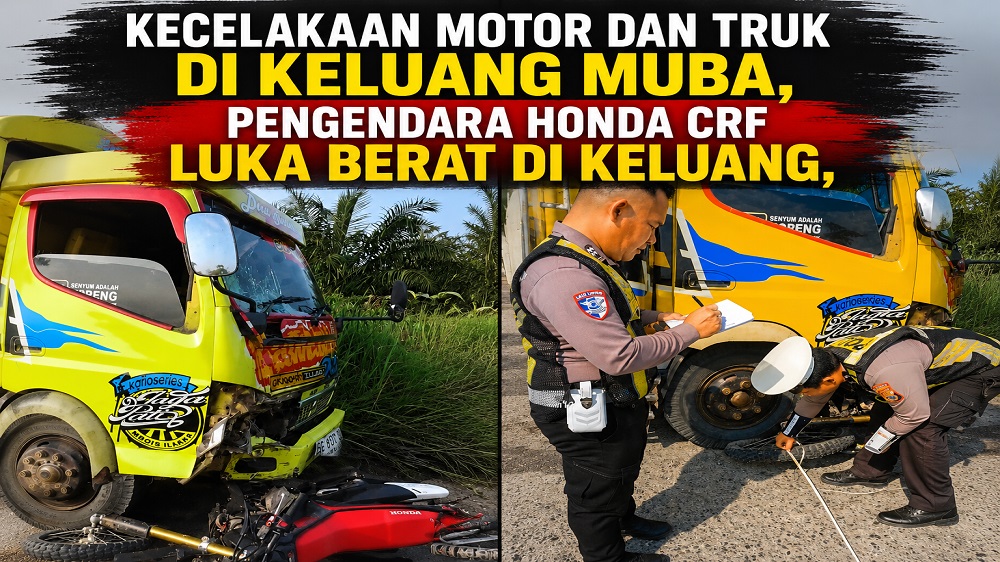 Motor dan Truk Bermuatan Getah Karet Terlibat Kecelakaan di Keluang, Satu Pengendara Luka Berat