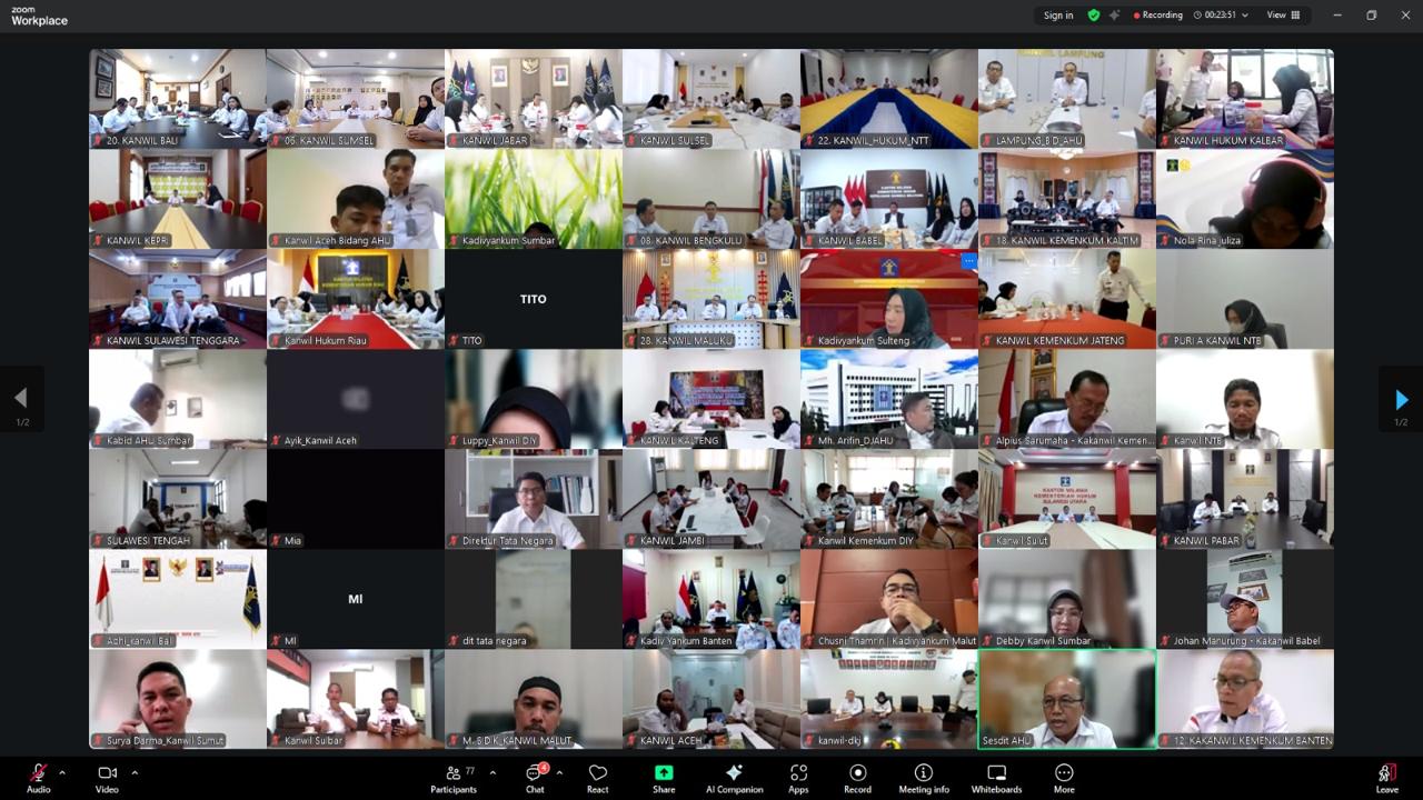 Kanwil Kemenkum Sumsel Ikuti Rapat Persamaan Persepsi Layanan Pewarganegaraan Secara Virtual