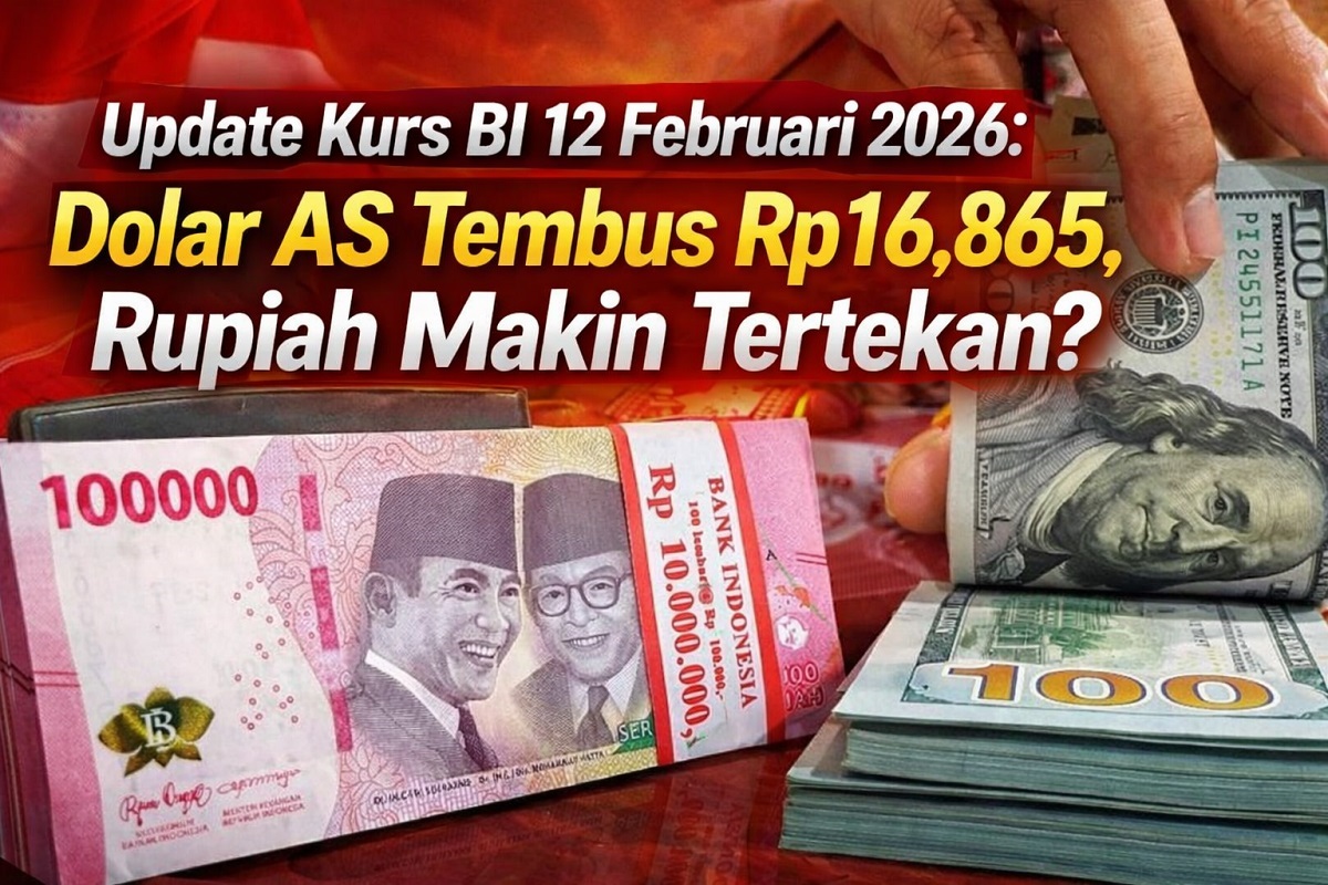 Update Kurs BI 12 Februari 2026: Dolar AS Tembus Rp16.865, Rupiah Makin Tertekan?