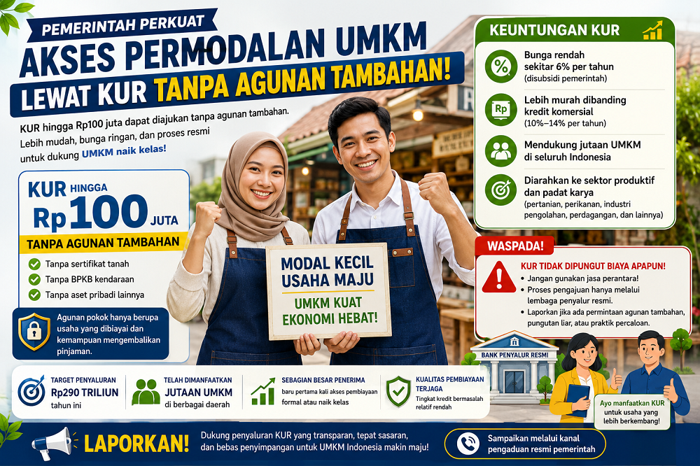 Pemerintah Perkuat Akses Permodalan UMKM Lewat KUR Tanpa Agunan Tambahan