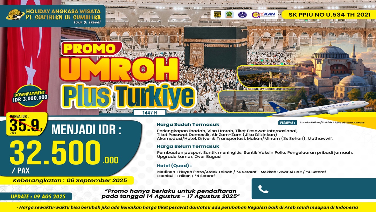 Holiday Angkasa Wisata Tawarkan Promo Kemerdekaan Spesial Umroh + Turki September 2025