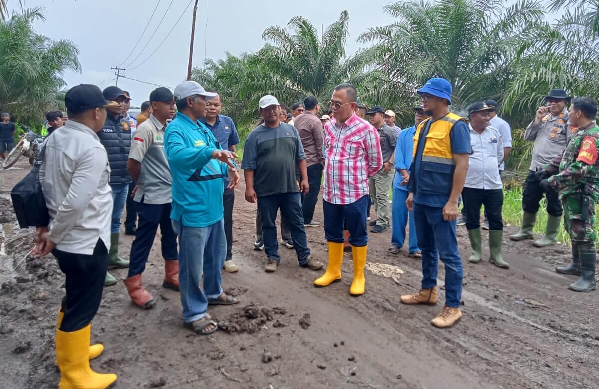 Pj Bupati Banyuasin Hani Syopiar Rustam Tinjau Langsung Kondisi Jalan Poros di Kecamatan Air Salek