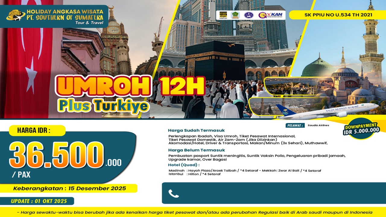Paket Umrah Plus Turki Dibuka untuk Keberangkatan Desember 2025 dan Januari 2026