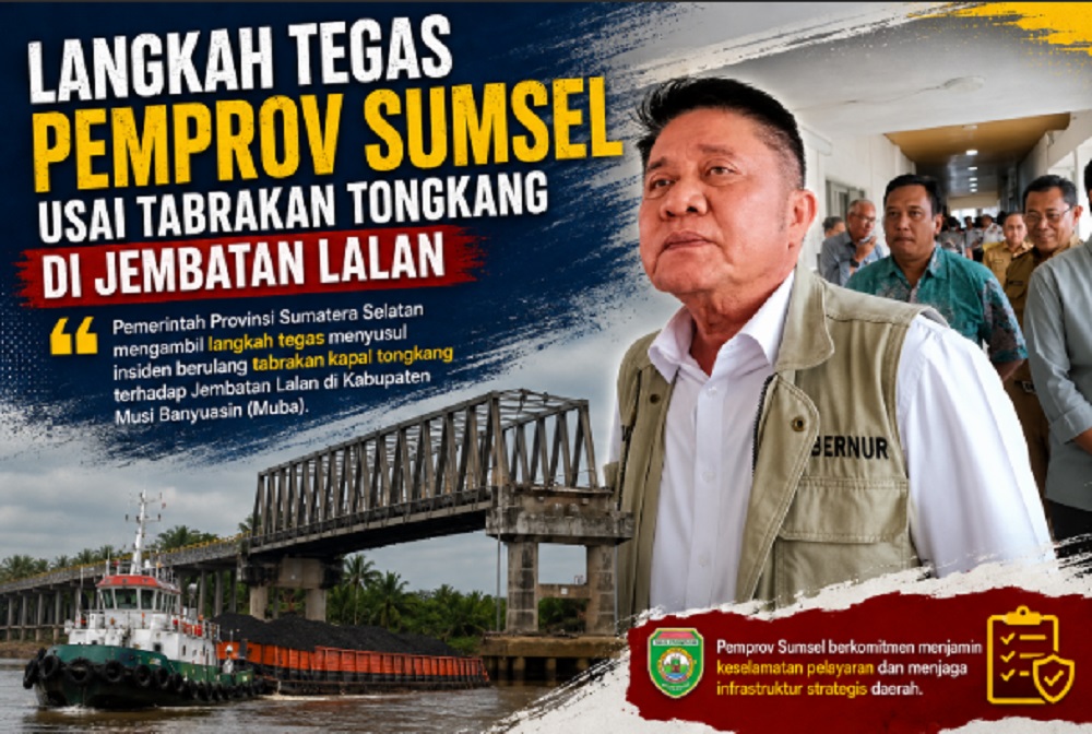 Jembatan Lalan Sudah 5 Kali Ditabrak, Pemprov Sumsel Perketat Ukuran Tongkang Batubara