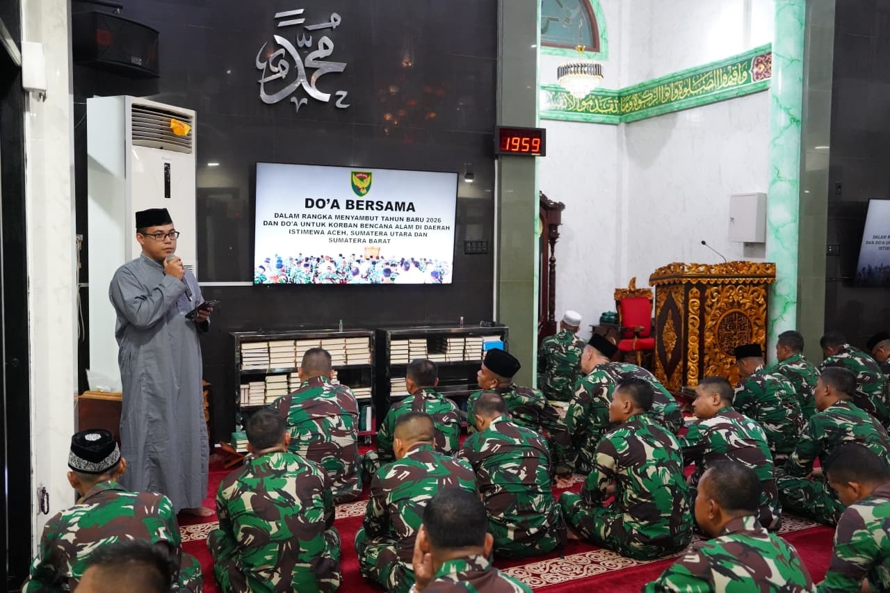 Prajurit Kodam II/Sriwijaya Doa Bersama Menyambut Tahun Baru 2026 dan Untuk Korban Bencana Alam Sumatera 
