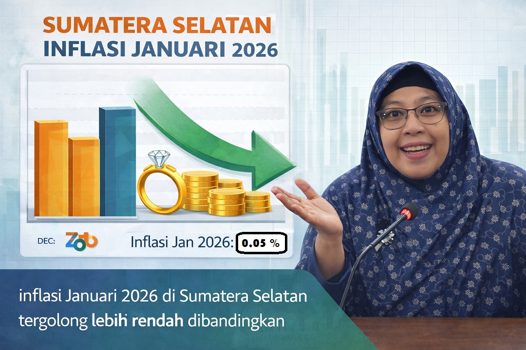 Inflasi Sumsel Januari 2026 Terkendali di 0,05 Persen