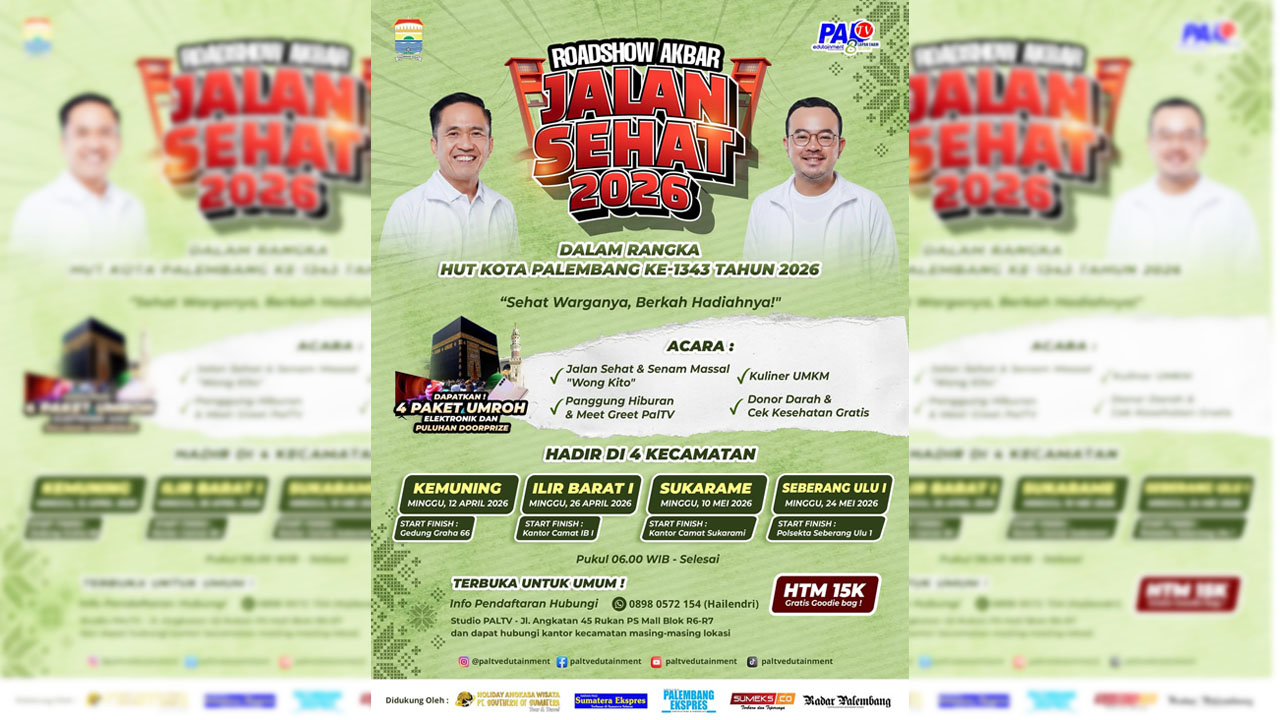 PALTV Gelar Jalan Sehat HUT Palembang, Ajak Warga Hidup Sehat
