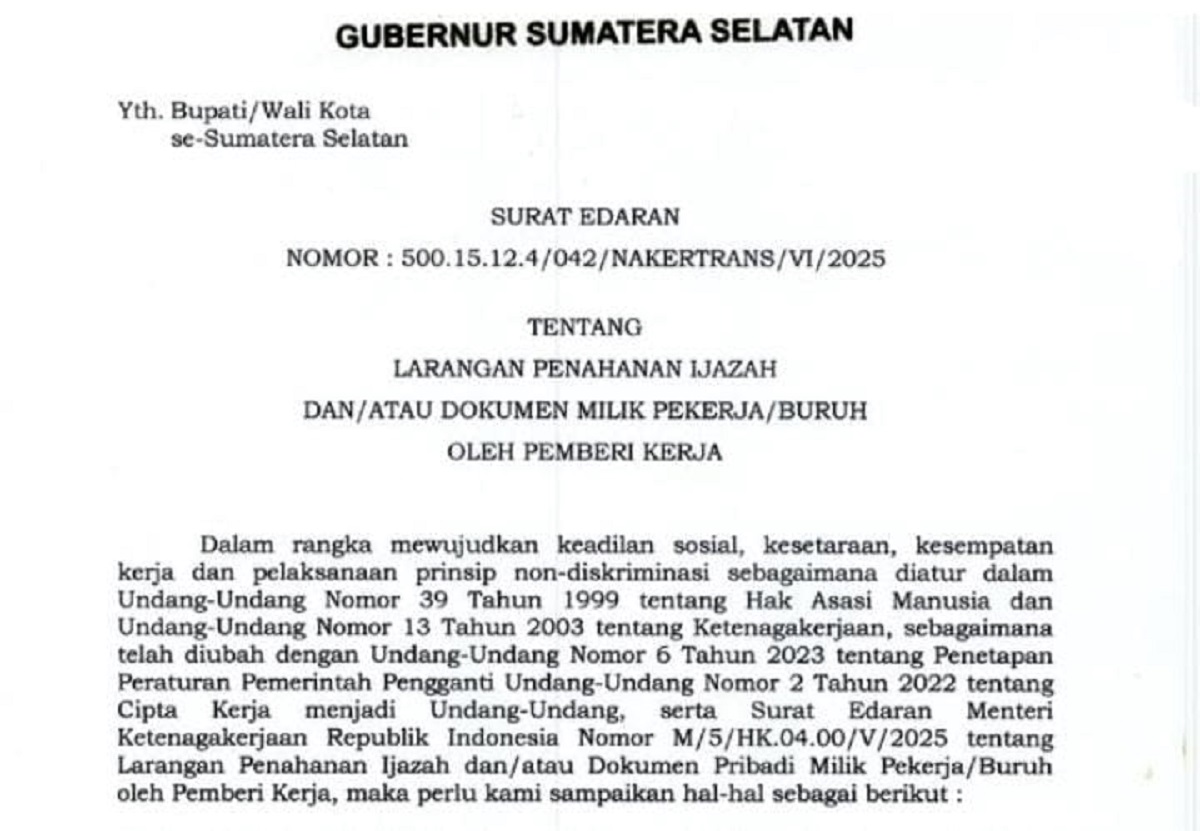 Perusahaan Dilarang Menahan Ijazah atau Dokumen sebagai Jaminan Kerja