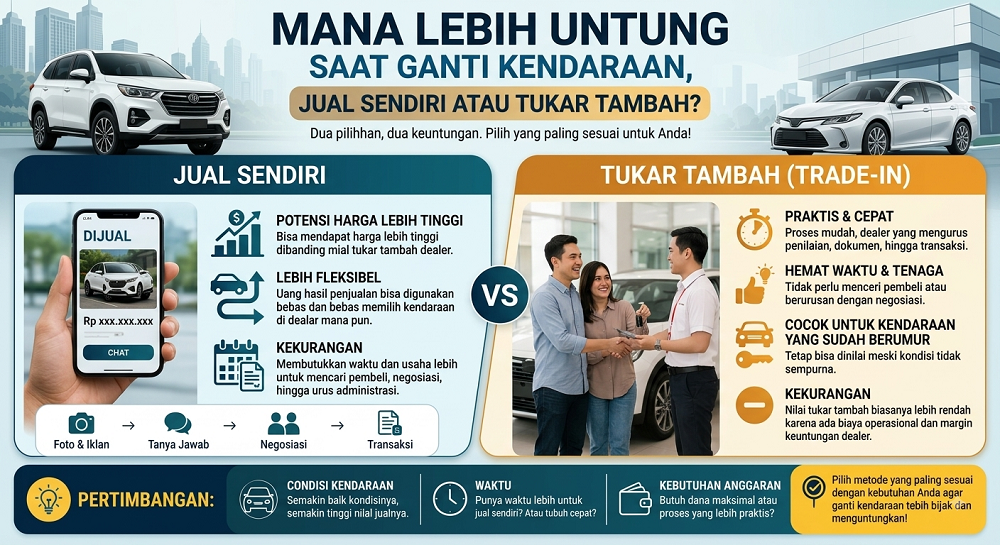Mana Lebih Untung Saat Ganti Kendaraan, Jual Sendiri atau Tukar Tambah?