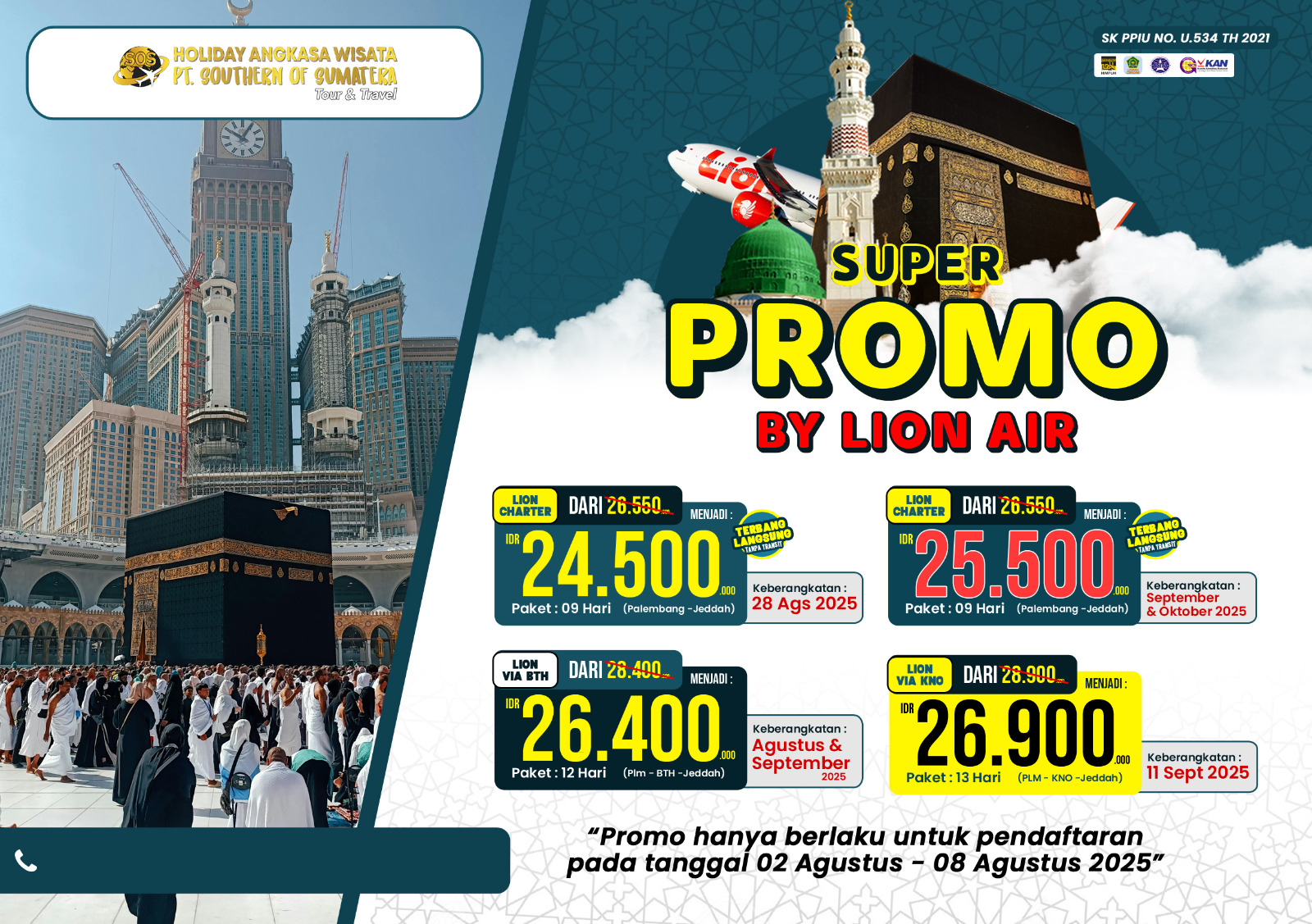 Promo Besar-Besaran Umroh Holiday Angkasa Wisata, Harga Spesial Mulai Rp24,5 Juta, Seat Terbatas!