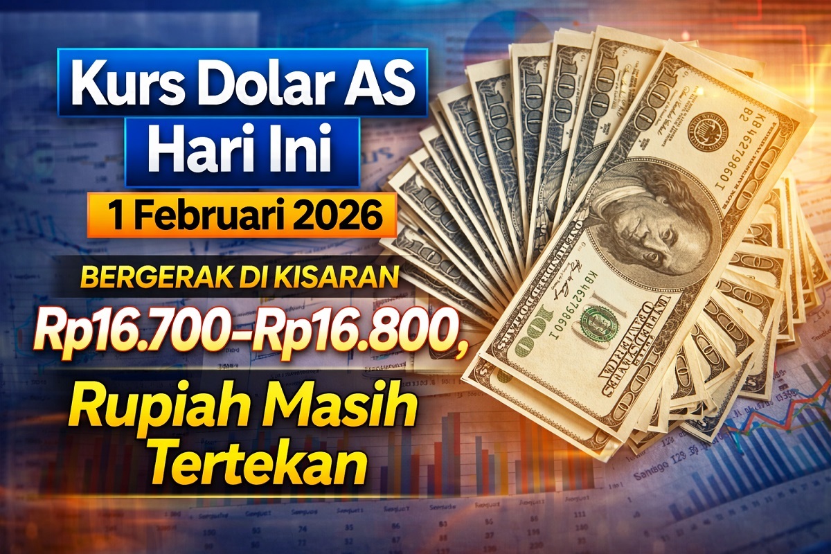 Kurs Dolar AS Hari Ini 1 Februari 2026 Bergerak di Kisaran Rp16.700–Rp16.800, Rupiah Masih Tertekan