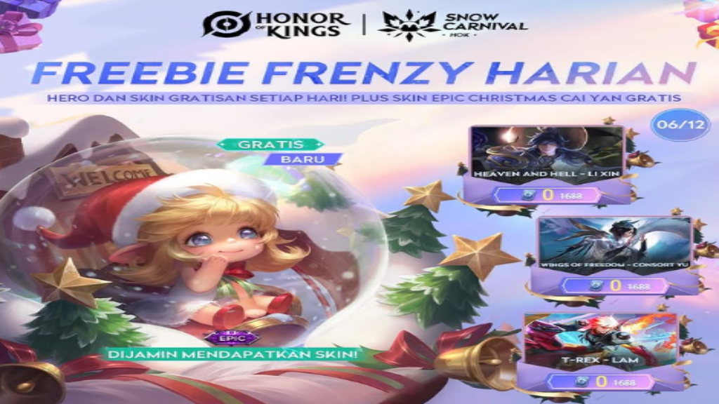 Event Freebie Frenzy di Honor of Kings: Kesempatan Mendapatkan Skin Gratis Setiap Hari