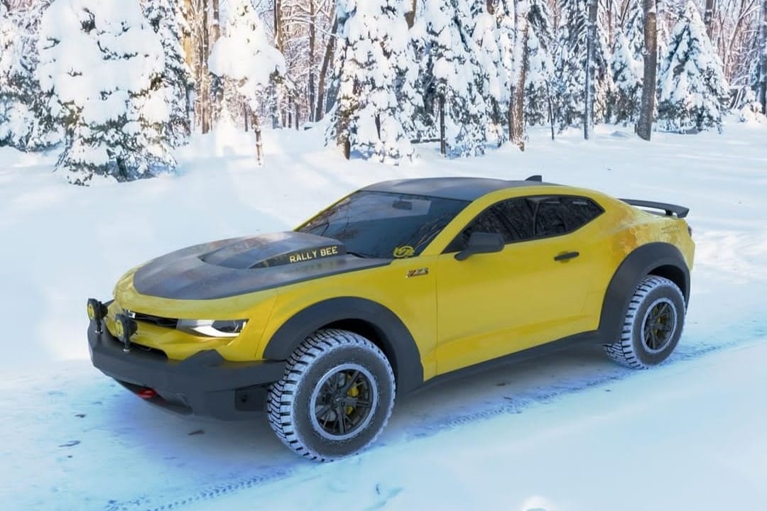 Render 3D Chevy Camaro 'Rally Bee' yang Menyengat dengan Sikap Off-Road