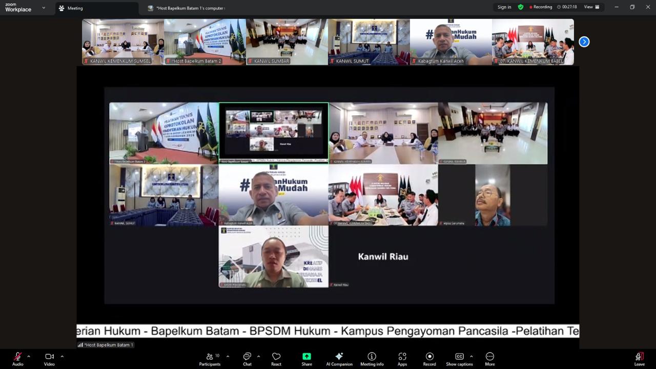 Perkuat SDM Keprotokolan, Kanwil Kemenkum Sumsel Ikuti Pelatihan Teknis Metode Blended Learning