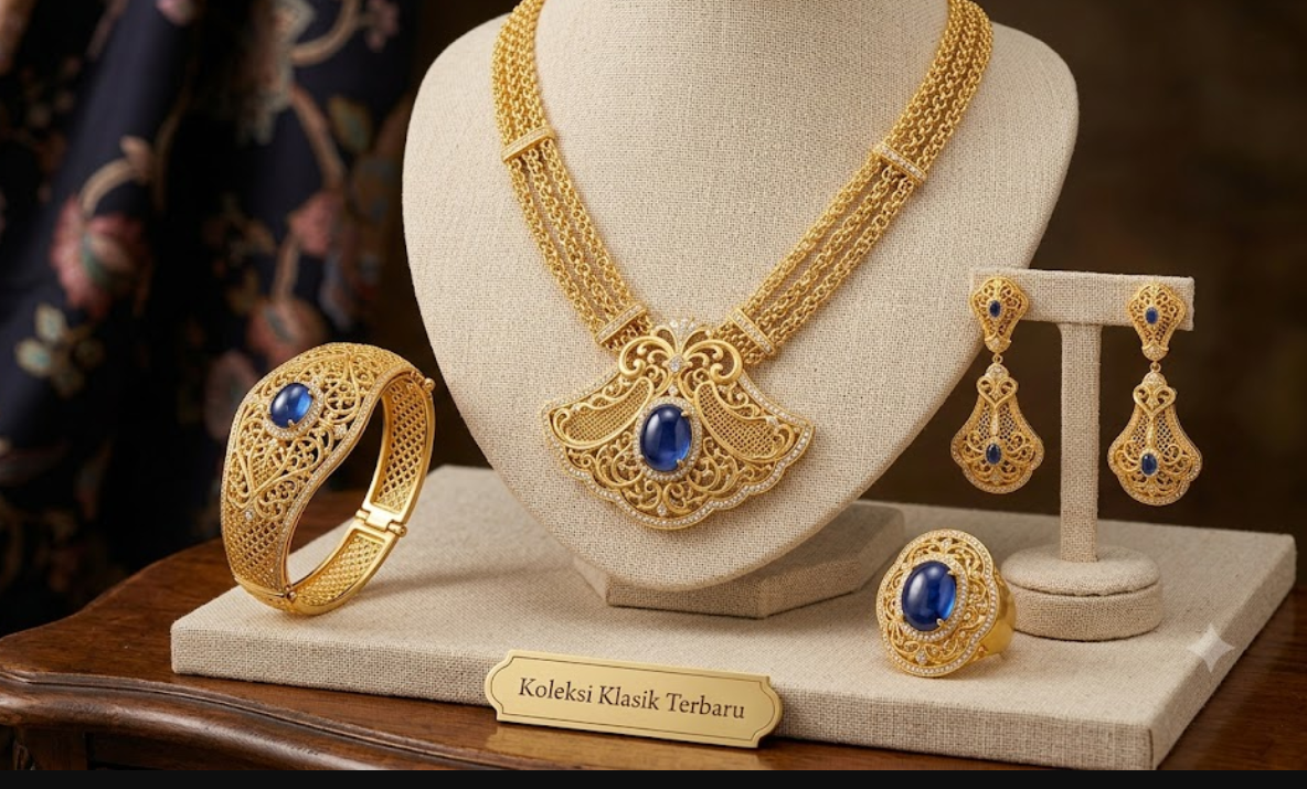 Model Perhiasan Emas Satu Set Terbaru Bergaya Klasik dengan Sentuhan Modern yang Elegan