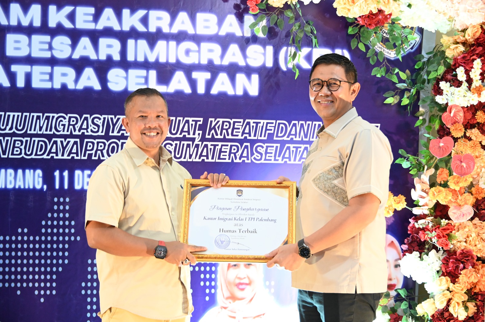 Imigrasi Palembang Sabet Dua Penghargaan Kinerja Semester II dari Kanwil Sumsel