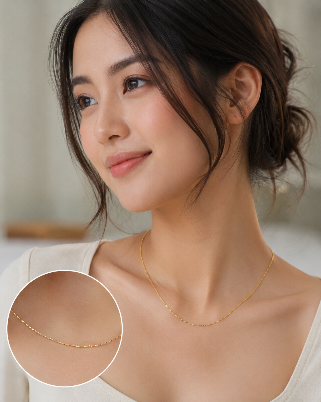 Kalung Emas Klasik Kecil Tipis Cantik, Simpel tetapi Selalu Memancarkan Pesona Elegan