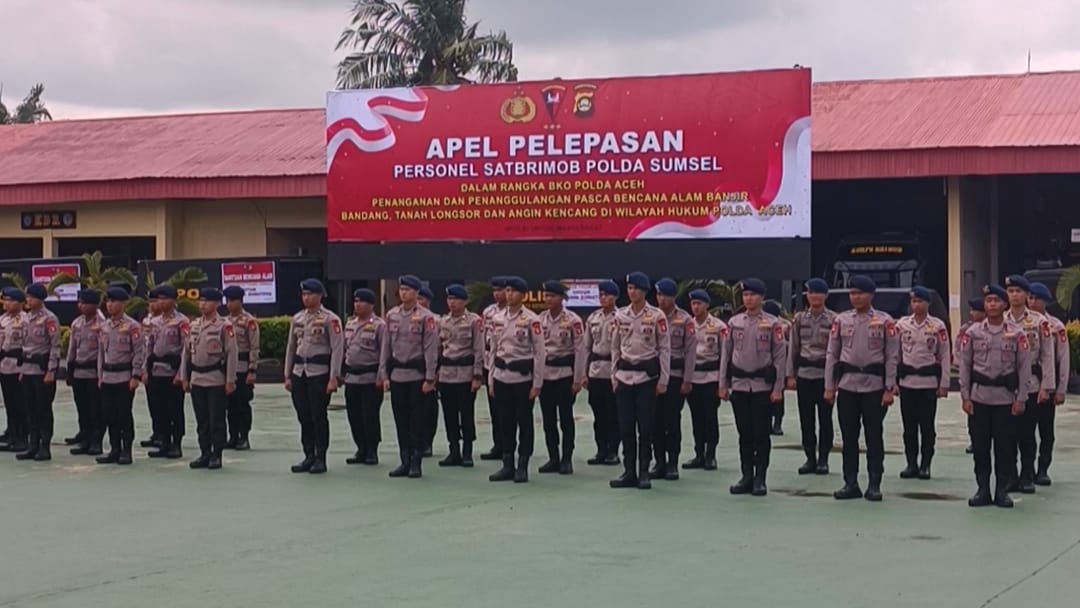 Misi Kemanusiaan Polri, 100 Personel Brimob Sumsel Berangkat ke Aceh
