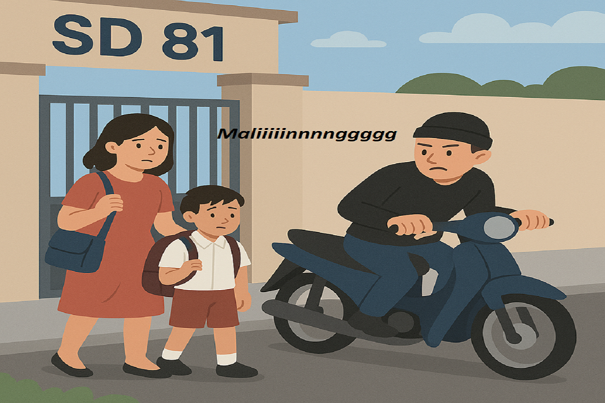 Jemput Anak Sekolah Sepeda Motor IRT Raib digasak Maling