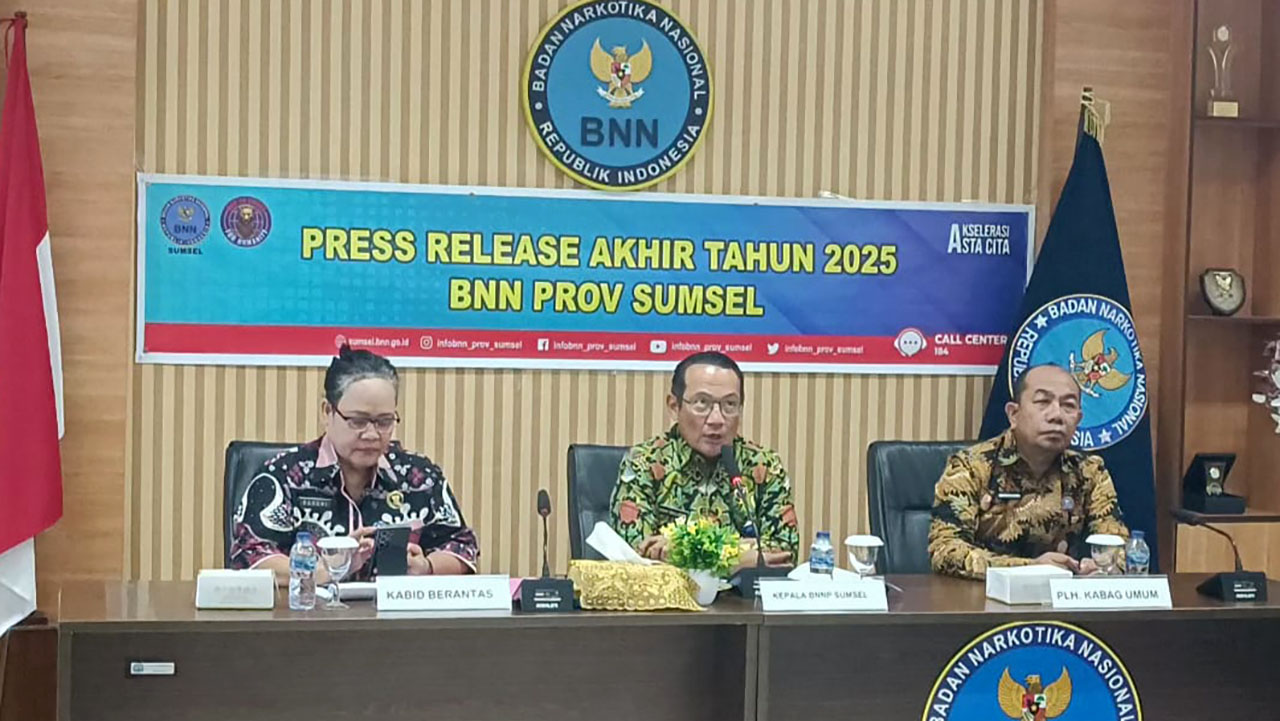 BNNP Sumsel Lampaui Target Pengungkapan Kasus Narkoba Sepanjang 2025