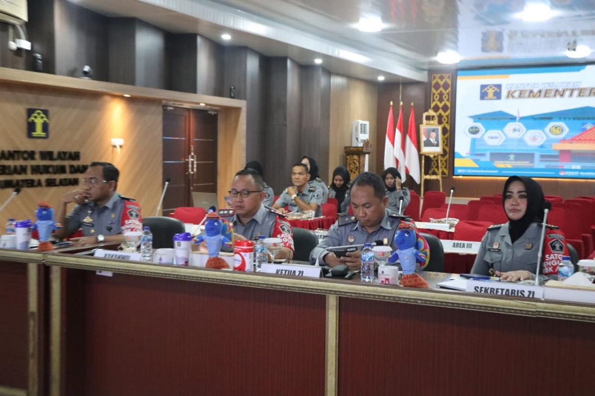 Kanwil Kemenkum Sumsel Ikuti Anev Capaian Kinerja Triwulan II Bersama Sekjen