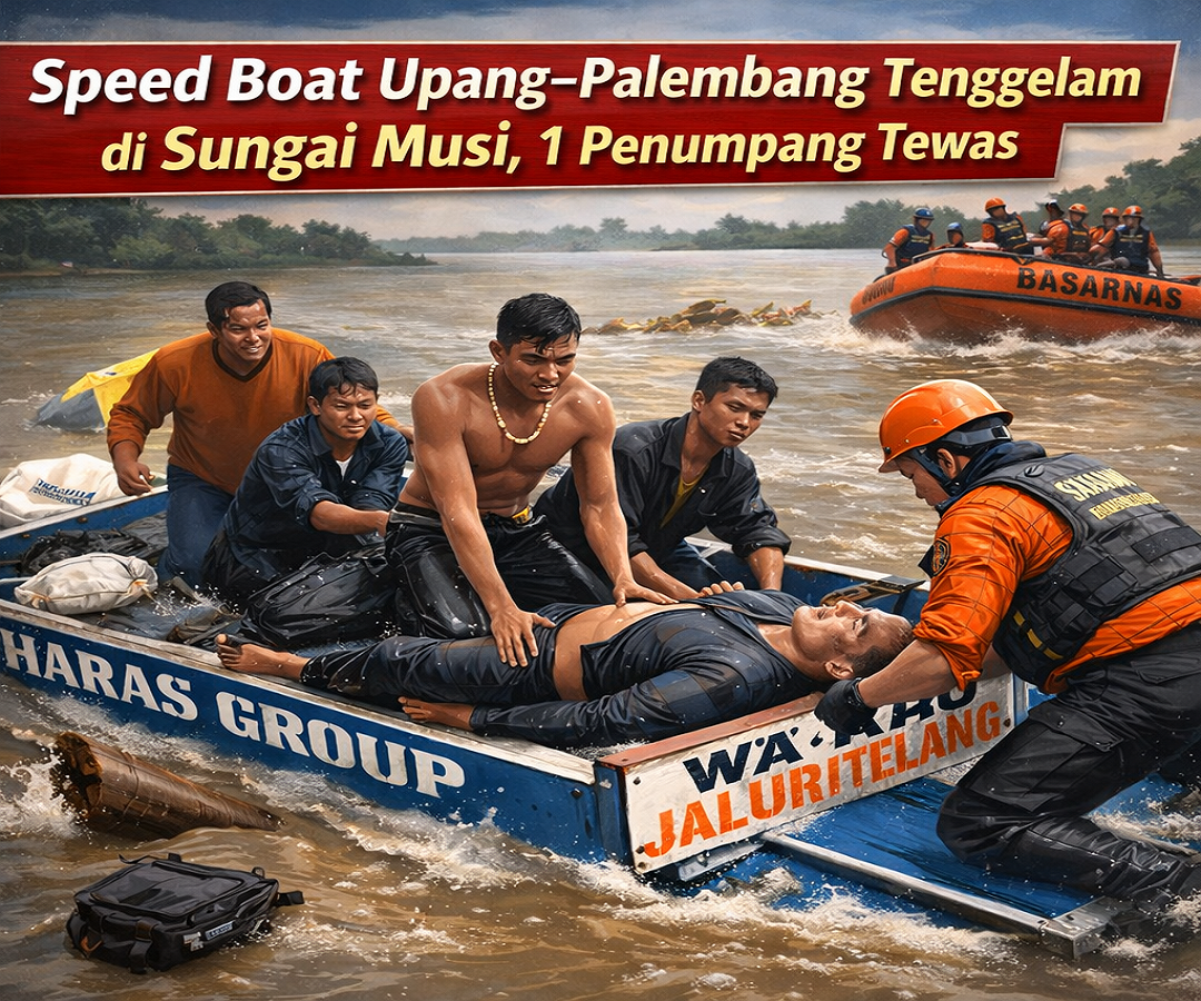 Speed Boat Upang–Palembang Tenggelam Usai Tabrak Kayu, Satu Penumpang Meninggal