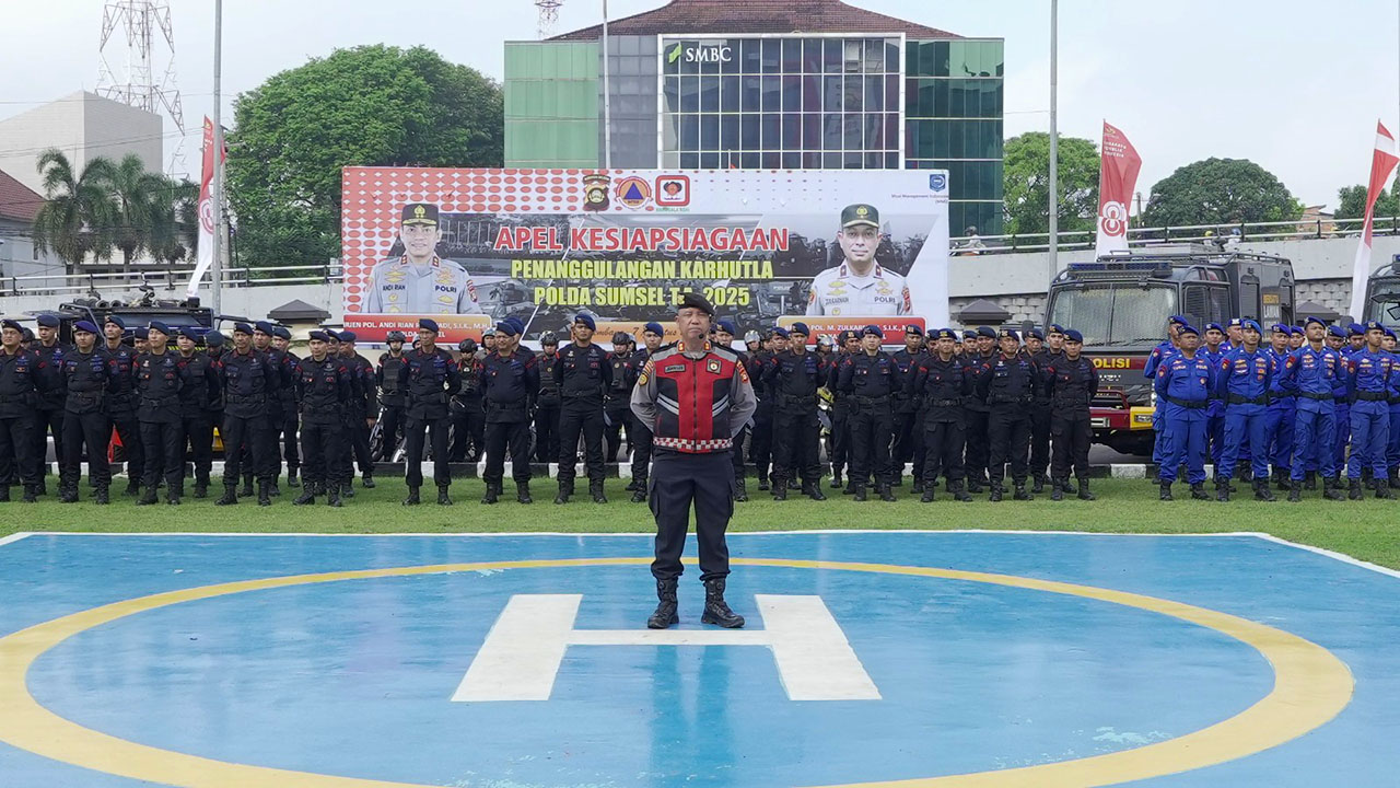 Polda Sumsel Siap Hadapi Musim Kemarau, Dimulai dari Gelar Apel dan Simulasi Penanggulangan Karhutla
