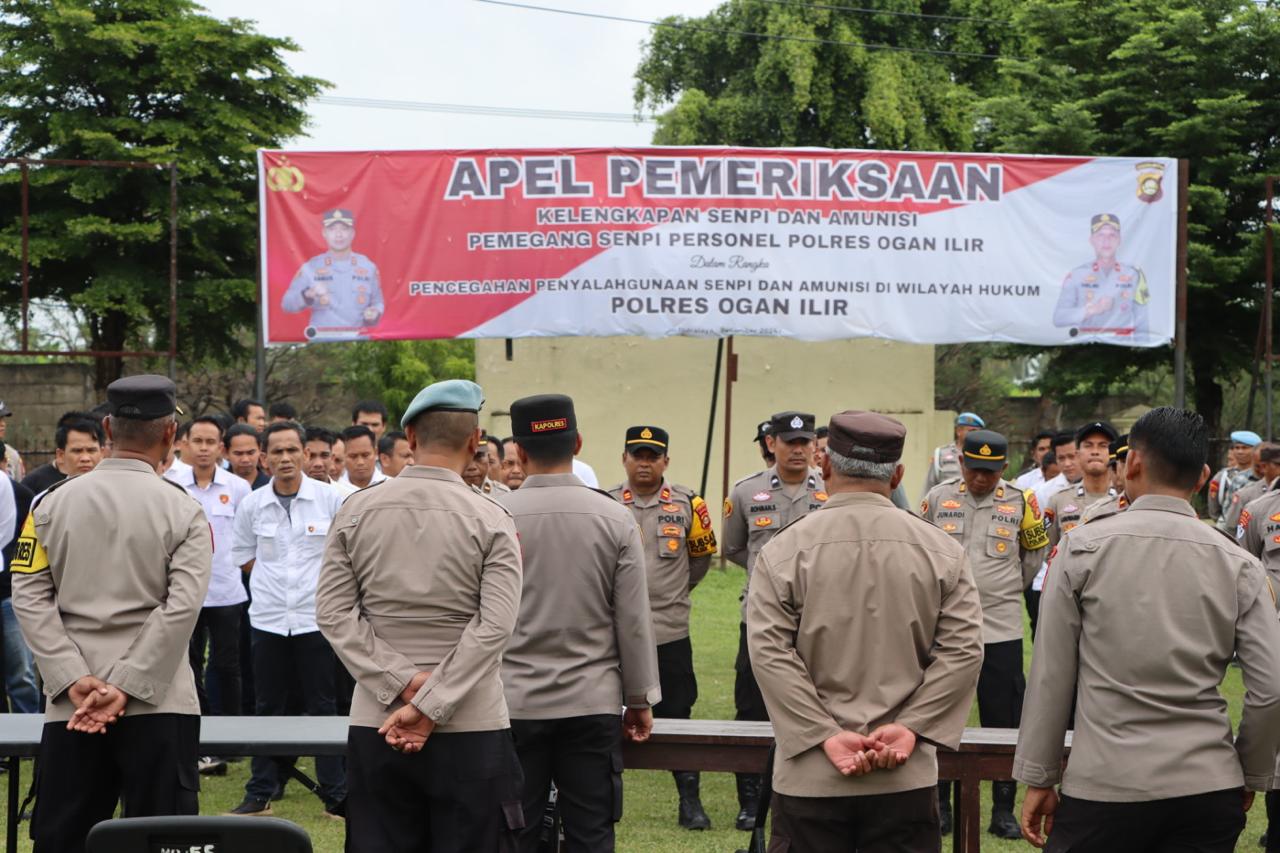 Polres ogan ilir gelar Pemeriksaan Senpi Dinas Polres dan Polsek Jajaran