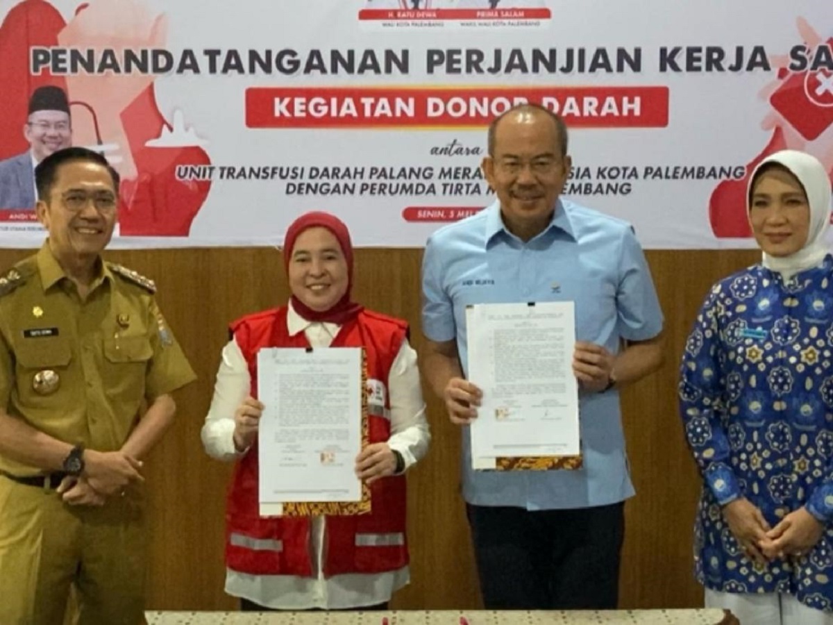 Cukupi Ketersediaan Darah, PMI kota Palembang Jalin Kerjasama Dengan Perumda Tirta Musi