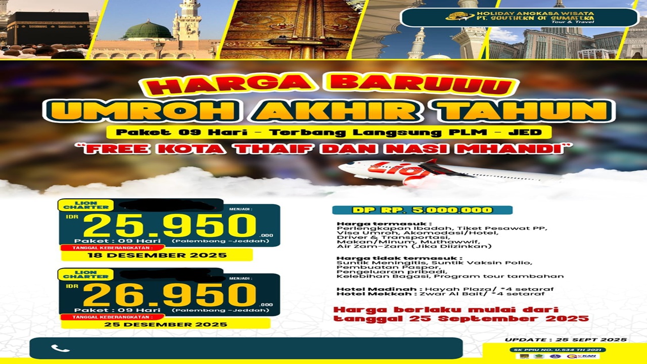 Holiday Angkasa Wisata Tawarkan Harga Spesial Umroh Akhir Tahun 2025, Mulai Rp 25,9 Juta