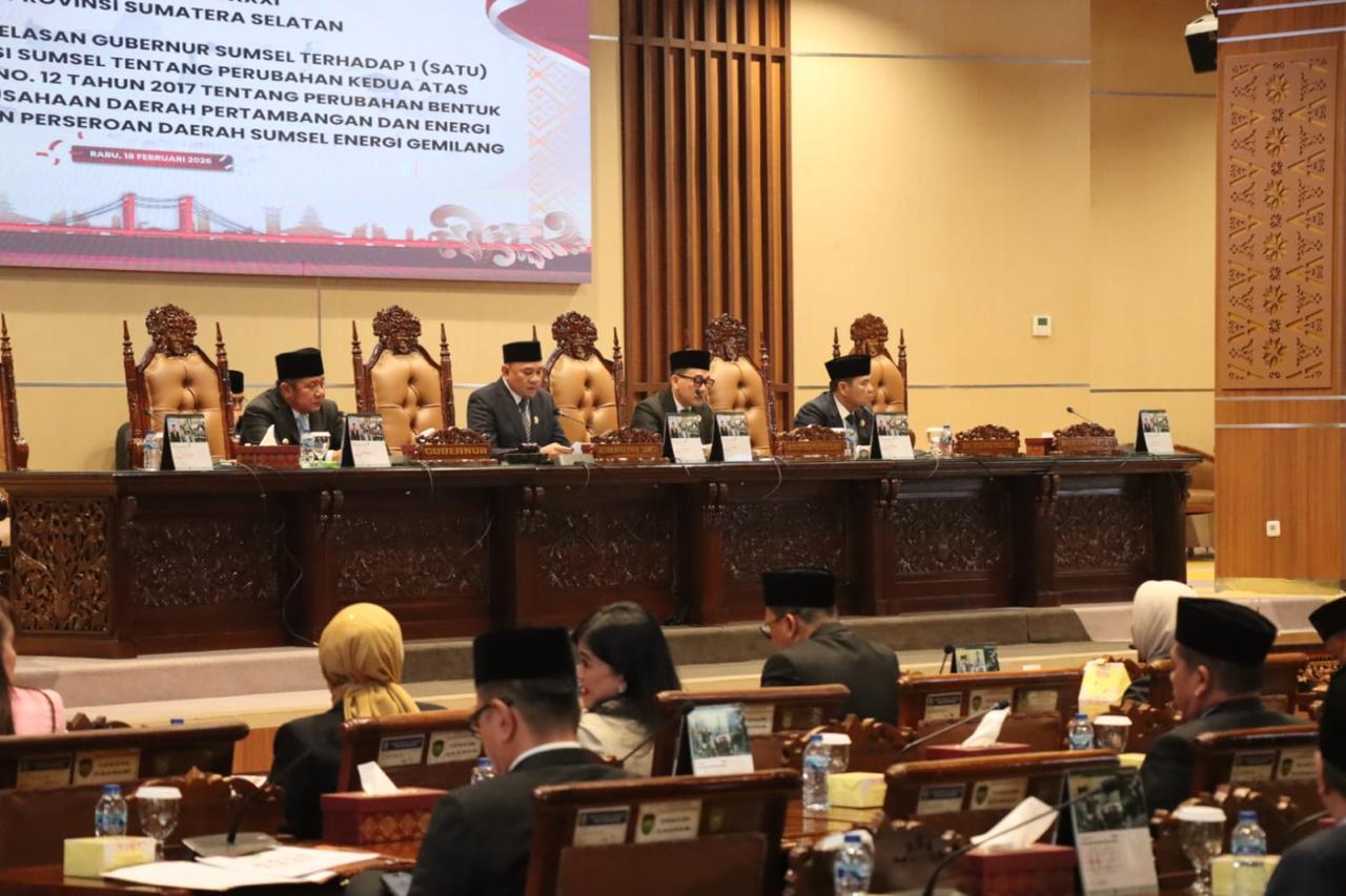 Kemenkum Sumsel Hadiri Rapat Paripurna DPRD, Bahas Raperda Sumsel Energi Gemilang dan Hasil Reses