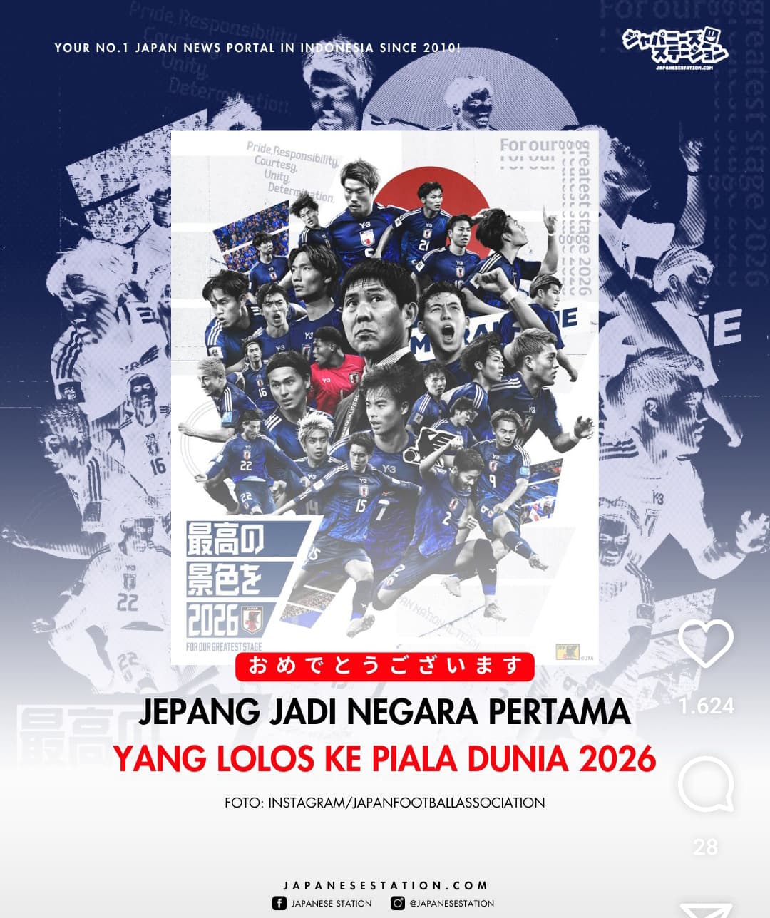 Timnas Jepang Tim Pertama yang Lolos ke Piala Dunia 2026, Wataru Endo Incar Trofi Juara