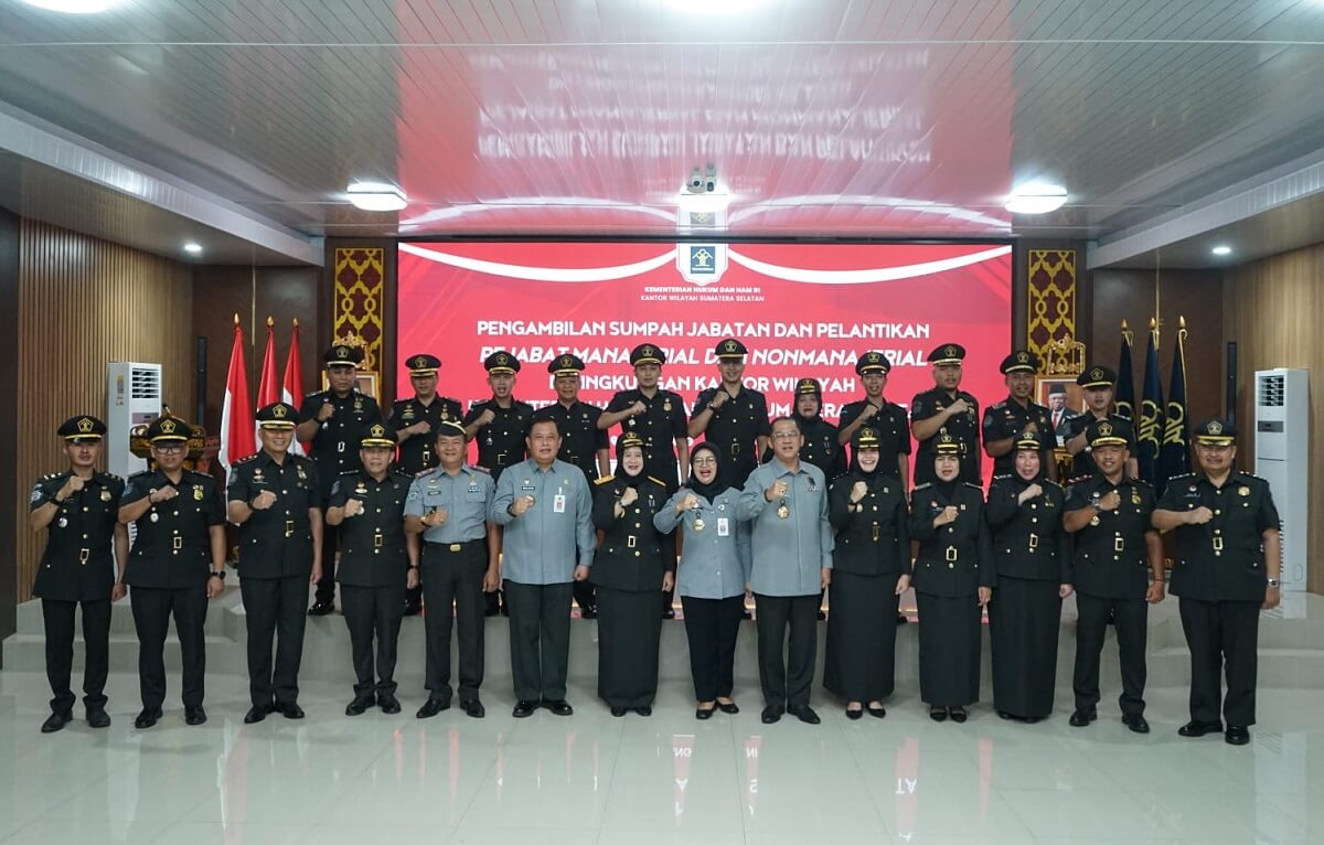 Pelantikan dan Pengambilan Sumpah Jabatan 20 Pejabat Manajerial dan Nonmanajerial Kemenkumham Sumsel
