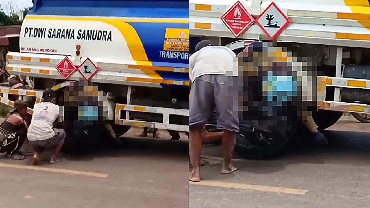 Tragis! Pemotor Tewas Terjepit Roda Belakang Truk Tangki PT Dwi Sarana Samudra di Jalan Lintas Palembang-Jambi