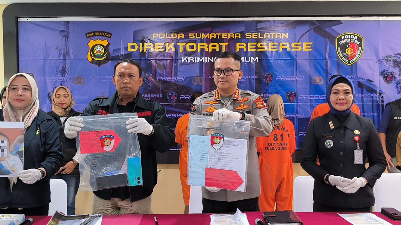 Polda Sumsel Bongkar Sindikat Perdagangan Bayi Lewat TikTok, 4 Orang Ditangkap