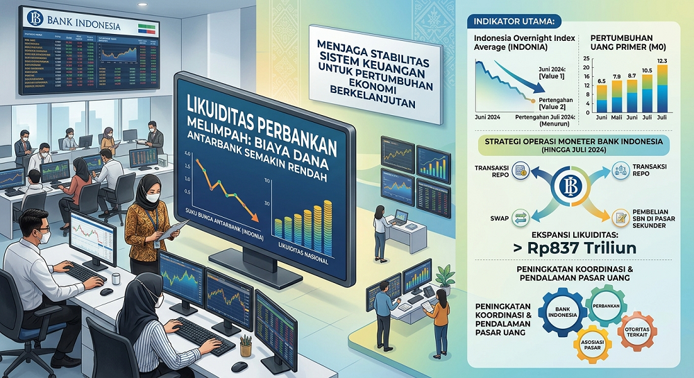 Likuiditas Perbankan Melimpah, Biaya Dana Antarbank Semakin Rendah