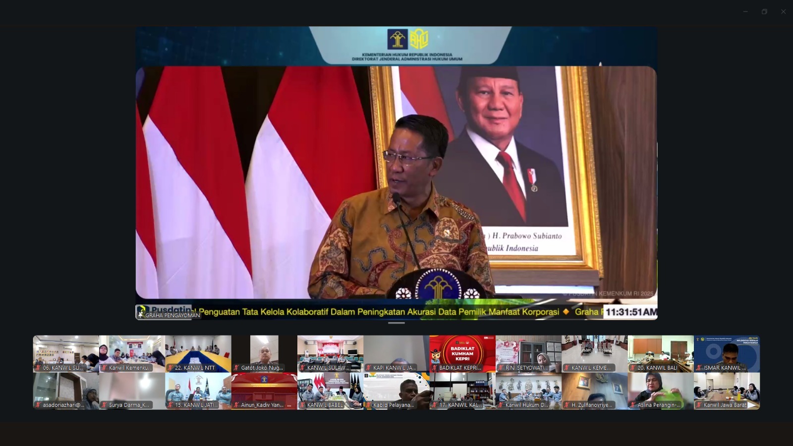Kanwil Kemenkum Sumsel Perkuat Sinergi Nasional untuk Akurasi Data Pemilik Manfaat Korporasi